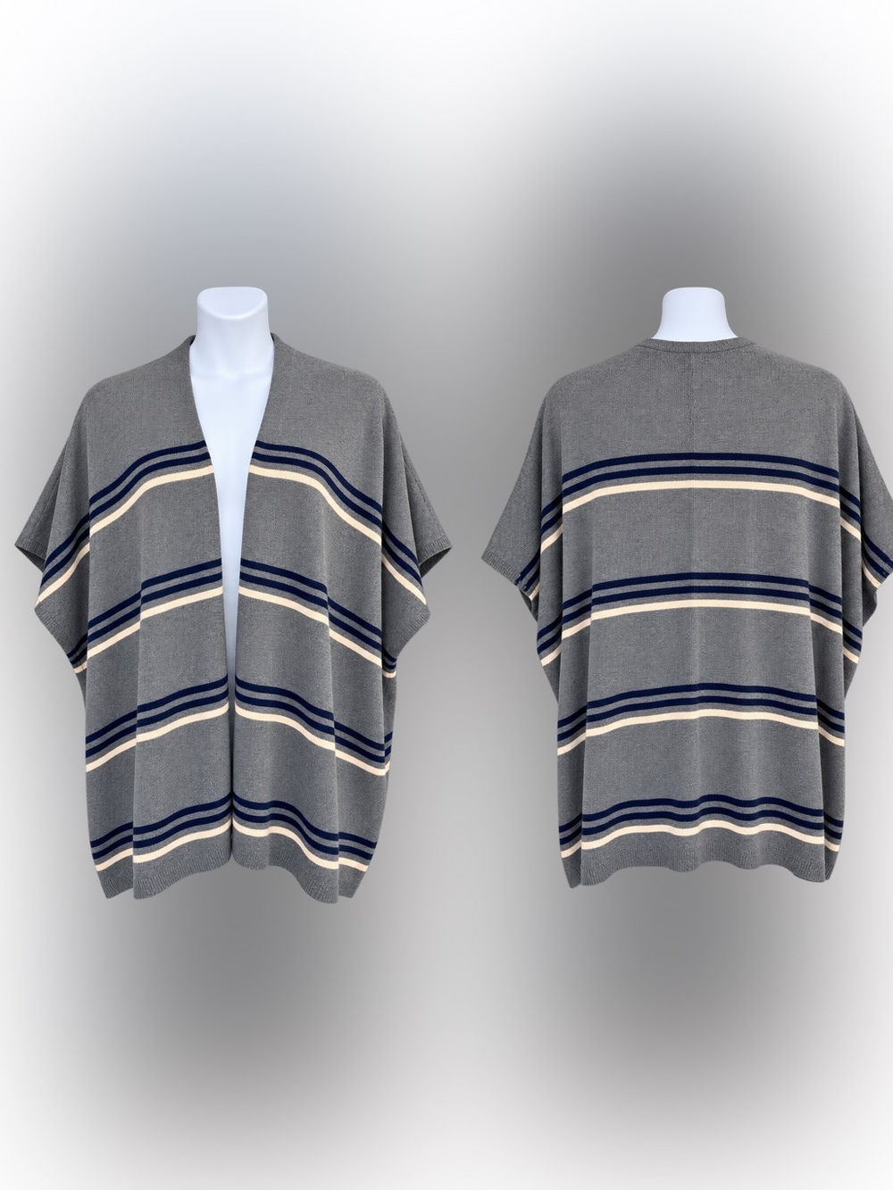 Eddie Bauer Gray Striped Open-Front Cardigan — Women’s 2XL